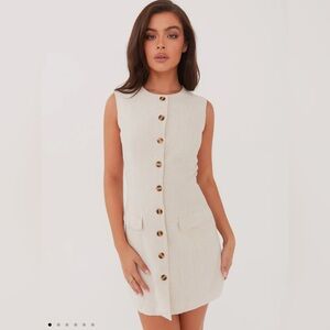 NWT Peppermayo Castello Fiore Linen Mini Dress - Oatmeal